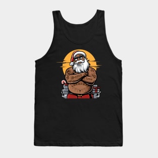 Awesome Tattooed Black Santa Illustration Tank Top